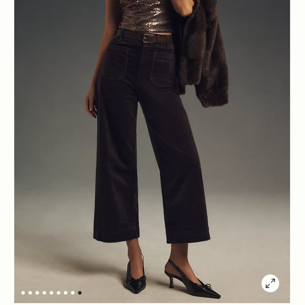 The Colette Cropped Wide-Leg Pants by Maeve: Corduroy Brown size 33